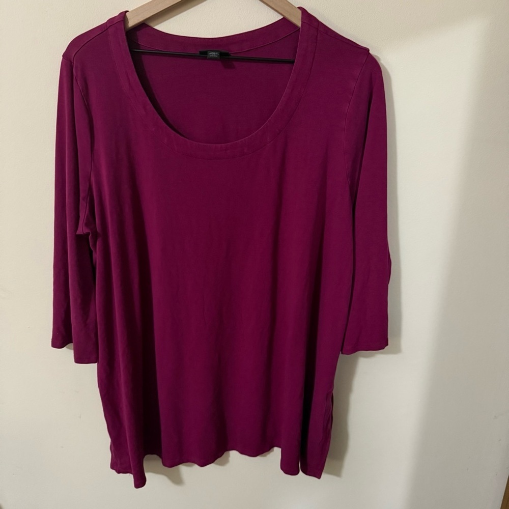 J Jill Wearever Collection Dark Purple 3/4 Sleeve Shirt Size 2X Womens